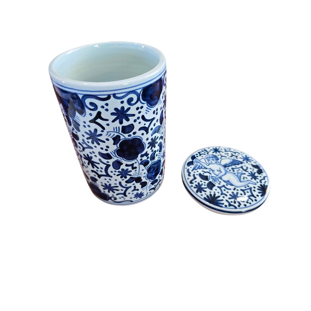 Vintage Delft holland ceramic canister Handpainted Beautiful piece